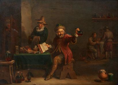 Ecole flamande d'après TENIERS Le médecin empyrique
Huile sur panneau.
Epoque XIXe...