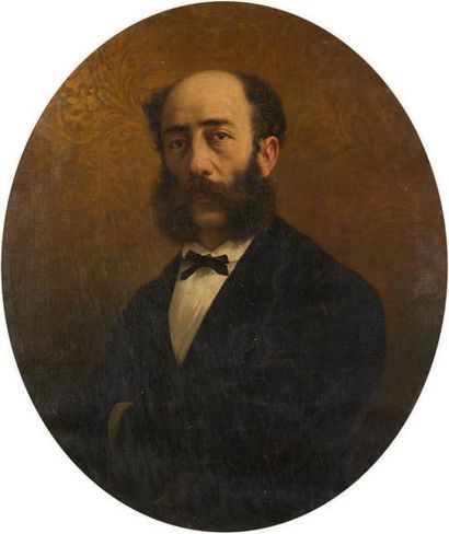 Emile GAMBOGI (Naples 1819-1895) 
Paire d'huiles sur toile ovales signées figurant...