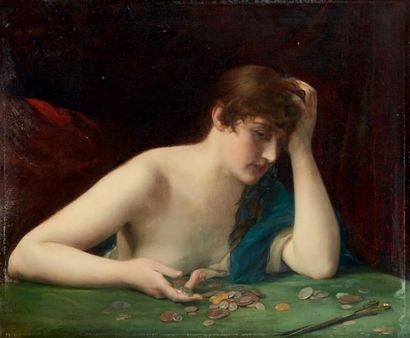 Antonin MERCIÉ (1845-1916) 
Portrait de Fantine
Huile sur toile figurant une femme...