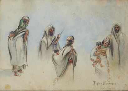 Gaston Jules Louis DUREL (1879-1954) 
Types Marocains
Aquarelle signée en bas à droite.
Dim.:...