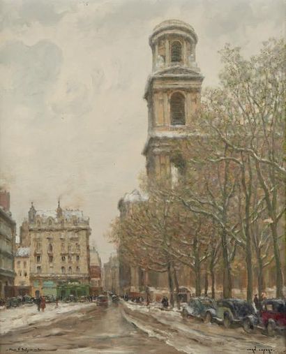Jean Louis LEFORT (1875-1954) 
Huile sur toile représentant la place
Saint-Sulpice...