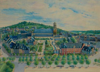null Projet d'urbanisme pour la ville de Honfleur par J L THIEBAUT, dessin aquarellé.
Dim.:...