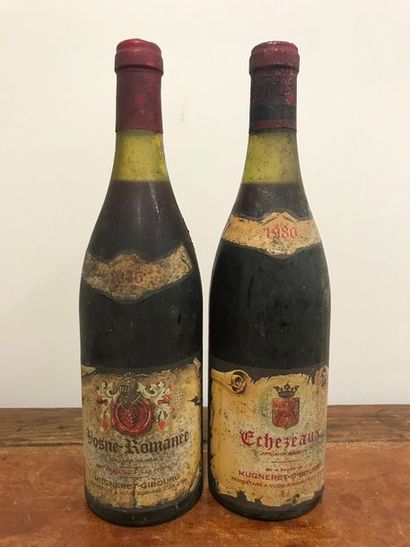 null Deux bouteilles du domaine Mugneret-Gibourg, Vosne-Romanée 1976 et Echezeaux...