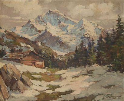 Georg FISCHHOF Georg FISCHHOF (1859-1914)



Chalet en montagne



Signé J Wagner...