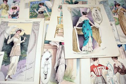 null Ensemble de huit reproductions sur la mode féminine de l'atelier Gustave Lyon...