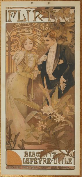 Alfons MUCHA (1860-1939) 
FLIRT BISCUITS, 1899.
Panneau publicitaire décoratif pour...
