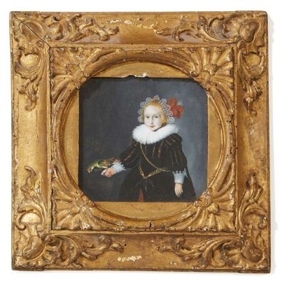 Ecole Hollandaise du début du XiXE siècle Portrait de jeune fille tenant un perroquet.
Miniature...