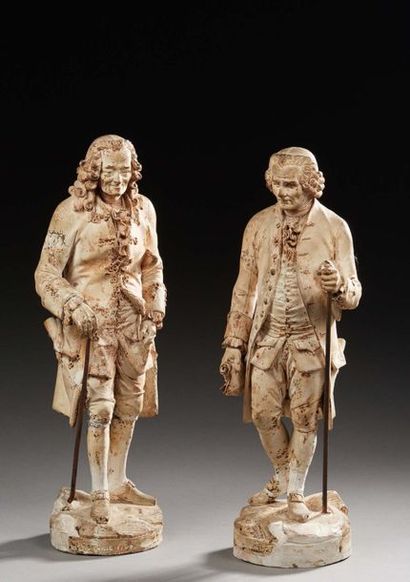 François-Marie Suzanne (1750-1802) 
Paire de statuettes en pied en plâtre patiné.
Signé...
