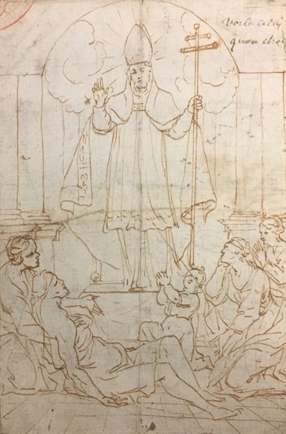 École Française du XVIIe siècle La présentation de la Vierge au Temple
Plume et encre...