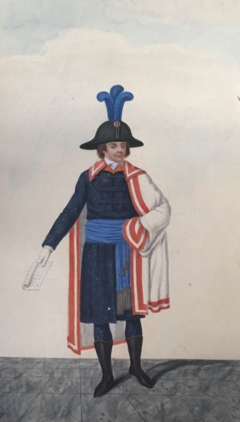 École FRANÇAISE du début du XIXe siècle Projet de costume d'un officiel
Plume et...