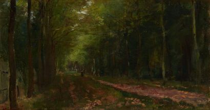 Henri Gervex (1852 - 1929) Un sous-bois
Huile sur toile.
Signé en bas à gauche" H.GERVEX".
Dim.:...