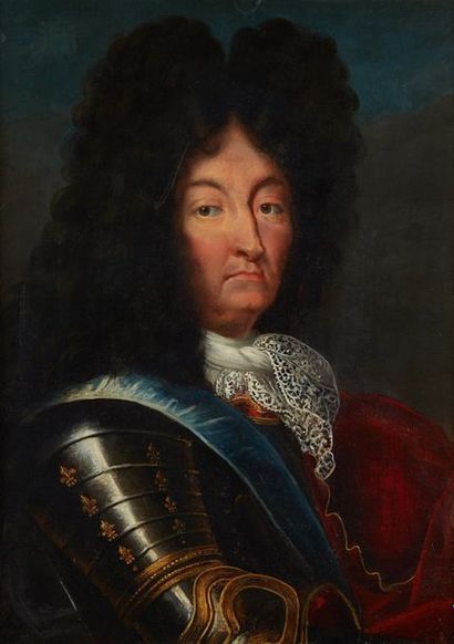 École FRANÇAISE du XVIIIe siècle, Suiveur de Hyacinthe RIGAUD Portrait de Louis XIV...