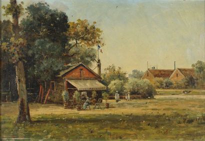 MASCART Gustave (1834 - 1914) Un estaminet à la campagne, 1907
Huile sur toile signée...