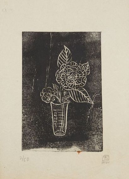 SANYU (1901-1966) 
Fleurs dans un vase 1930
Estampe signée en bas à droite, porte...