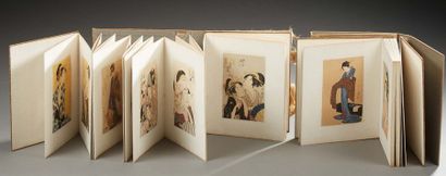 JAPON Deux recueils (deux volumes) d'estampes japonaises à sujets divers de personnages...