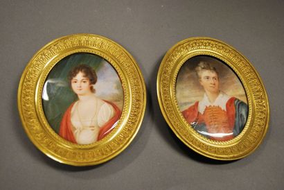 null Ecole Française du XIXe siècle

Portrait d'un couple de personnages.

Deux miniatures...
