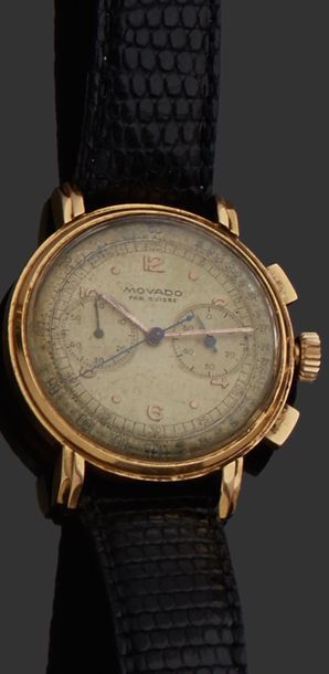 null MOVADO Montre bracelet chronographe d’homme en or jaune 18K (750) à boitier...