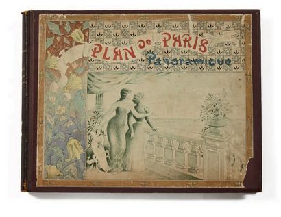 [PARIS]. Plan de Paris panoramique.
XIXe. 1 vol. in-4 oblong. Demi-chagrin aubergine,...
