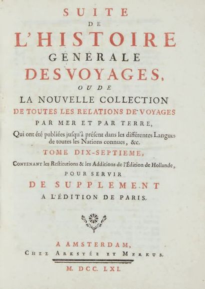 PREVOST, Antoine-François. Histoire générale des voyages, ou nou­velle collection...