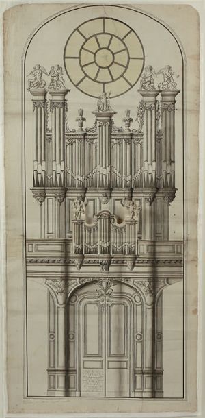 null [DESSIN]. [ORGUE]. Projet pour un orgue. France, Paris (?), XVIIIe s.
Sur papier,...