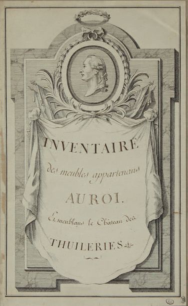 null [TUILERIES]. Projet de frontispice gravé. Inscription manuscrite: Inventaire...