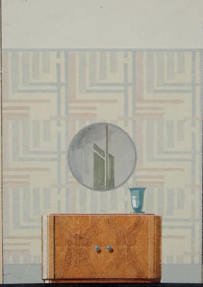 Jean FRESSINET (1889-1972) Ensemble de quatre gouaches sur papier pour papiers peints...