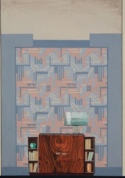 Jean FRESSINET (1889-1972) Ensemble de quatre gouaches sur papier pour papiers peints...