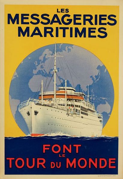 HOOK SANDY Affichette Les Messageries Maritimes font le Tour du monde
Imp françaises...