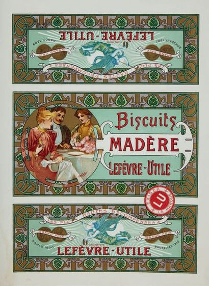 MUCHA Alfons (1860-1939) LEFEVRE-UTILE - LU Biscuits Madere
Etiquette en planche...