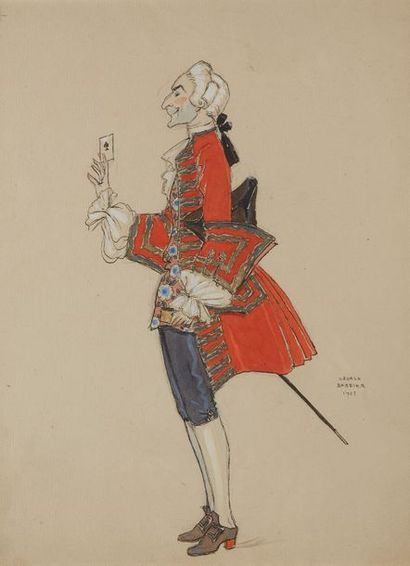 Georges BARBIER (1882-1932) Gentilhomme à l'as de pique
Encre et aquarelle sur papier.
Signé...