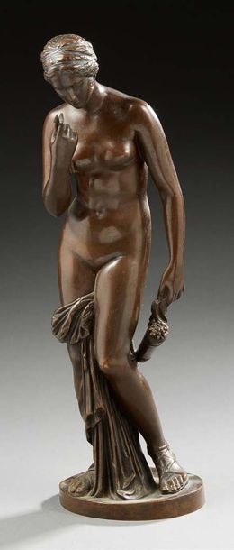 ECOLE FRANCAISE Vénus
Bronze à patine brune.
Barbedienne fondeur.
Fin du XIXe siècle.
H.:...