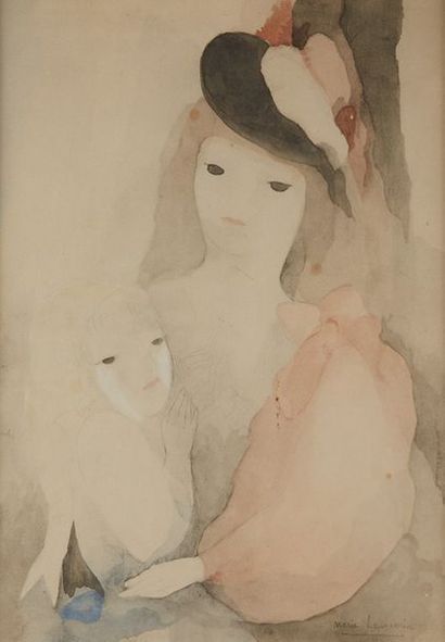 Marie LAURENCIN (1883-1956) Deux reproductions encadrées, représentant une jeune...