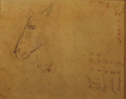 Antoine Louis Barye (1796-1875) Tête de cheval avec cotation
Esquisse au crayon de...