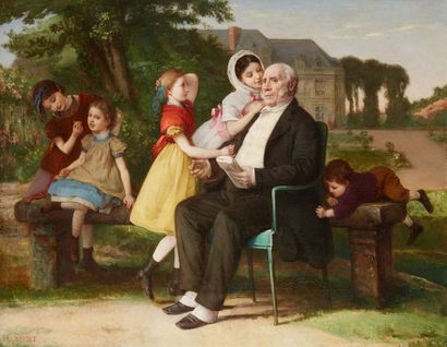 Charles-Emmanuel SERRET (1824-1900) Portrait d'un homme et de sa famille
Huile sur...