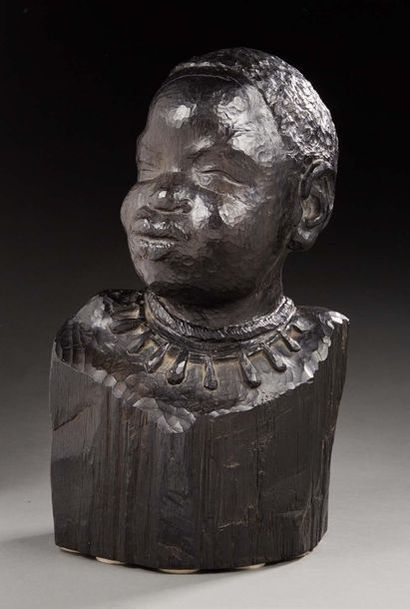 Ferdinand PARPAN (1902-2004) Tête africaniste
Sculpture en taille directe sur ébène...