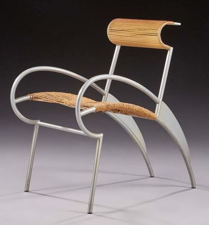 Massimo IOSA-GHINI (né en 1959) Fauteuil modèle «Juliette» à structure en métal tubulaire...