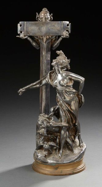 Joseph-Gustave CHERET (1838-1894) Route de Cythère
Sculpture en bronze à patine argentée.
Signée...