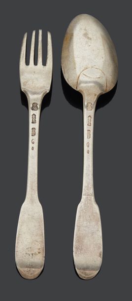 null Silver children's cutlery, uniplat model.
Saumur 1783.
Master goldsmith: Pierre...