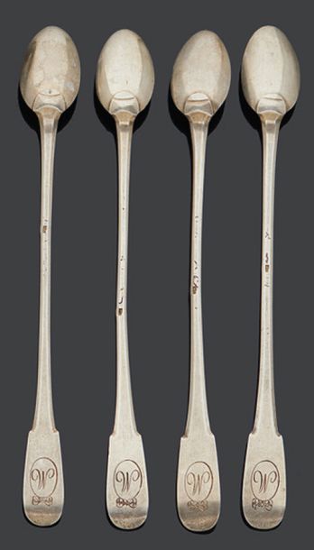 null Set of four uni-flat pharmacy spoons, with long stem and small spoon.
Jurisdiction...