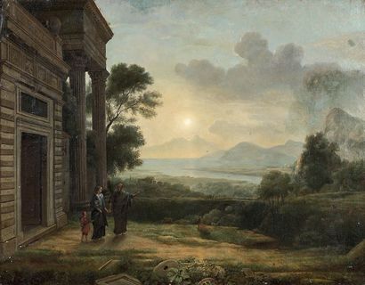 Ecole FRANÇAISE de la fin du XVIIe siècle, suiveur de Claude LORRAIN Landscape with...