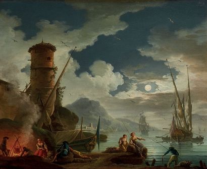Charles François LACROIX de MARSEILLE (Marseille 1700- Berlin 1782) 
Fishermen lifting...