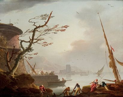 Charles François LACROIX de MARSEILLE (Marseille 1700- Berlin 1782) 
Fishermen lifting...