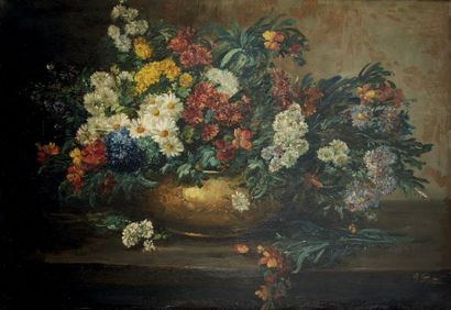 Paul FORET (Actif à Paris au XIXe siècle) 
Vase de fleurs
Sur sa toile d'origine.
Signé...