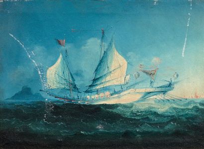 École ANGLO-CHINOISE Boats on a rough sea
Pair of canvases.
23 x 32 cm