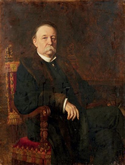 Joseph Fortuné LAYRAUD (1834-1912) 
Oil on canvas depicting a portrait of a man sitting...