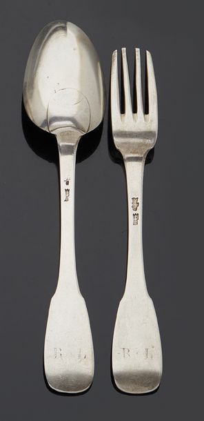 null Silver cutlery, uniplat model.
18th century Arras.
Master goldsmith:
Pierre-François...