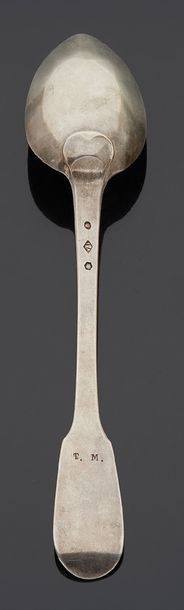 null Silver sauce spoon, uniplat model.
Marseille 1819-1838.
Goldsmith: Jean AUBERT.
Weight:...