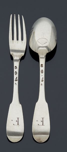 null Silver cutlery model uniplat.
Toulouse 1786.
Master goldsmith: Louis III SAMSON...