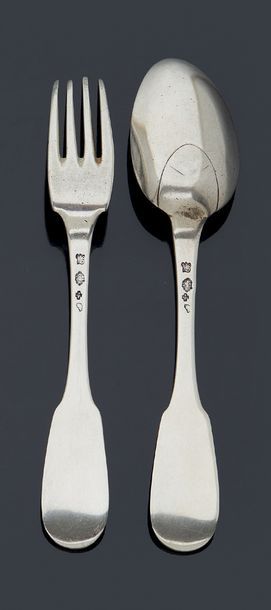 null Silver cutlery model uniplat.
Toulouse 1780:
Master goldsmith: André CLEMENT...