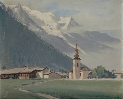 Charles CONTENCIN (1898-1955) Argentière et le pied du mont blanc
Huile sur Panneau,...